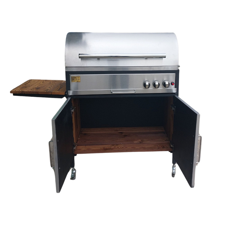 باربیکیو گازی اصلان مدل E80 استیل درب گرد کابینت دار