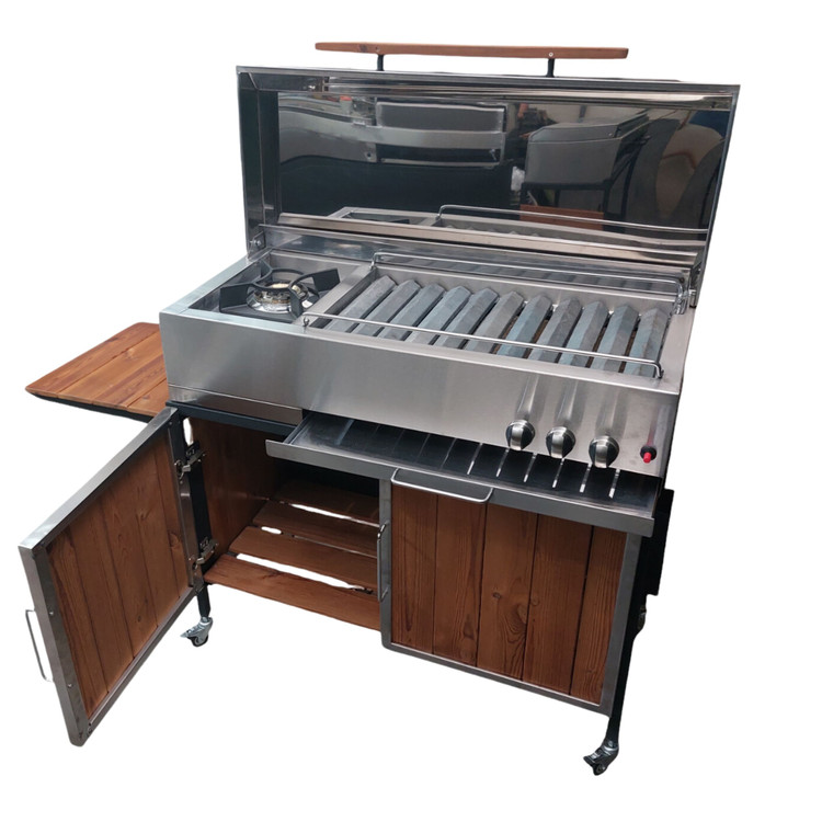 باربیکیو اصلان مدلE100 درب تخت استیل طرح کابینت دار